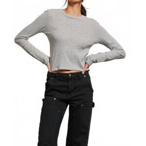 NEW PERFECTWHITETEE jamie recycled cotton long sleeve top in heather grey